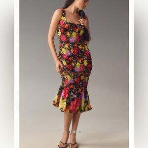 Yukiko Noritake Square-Neck Pebble-Smocked  S/M Anthro TTS